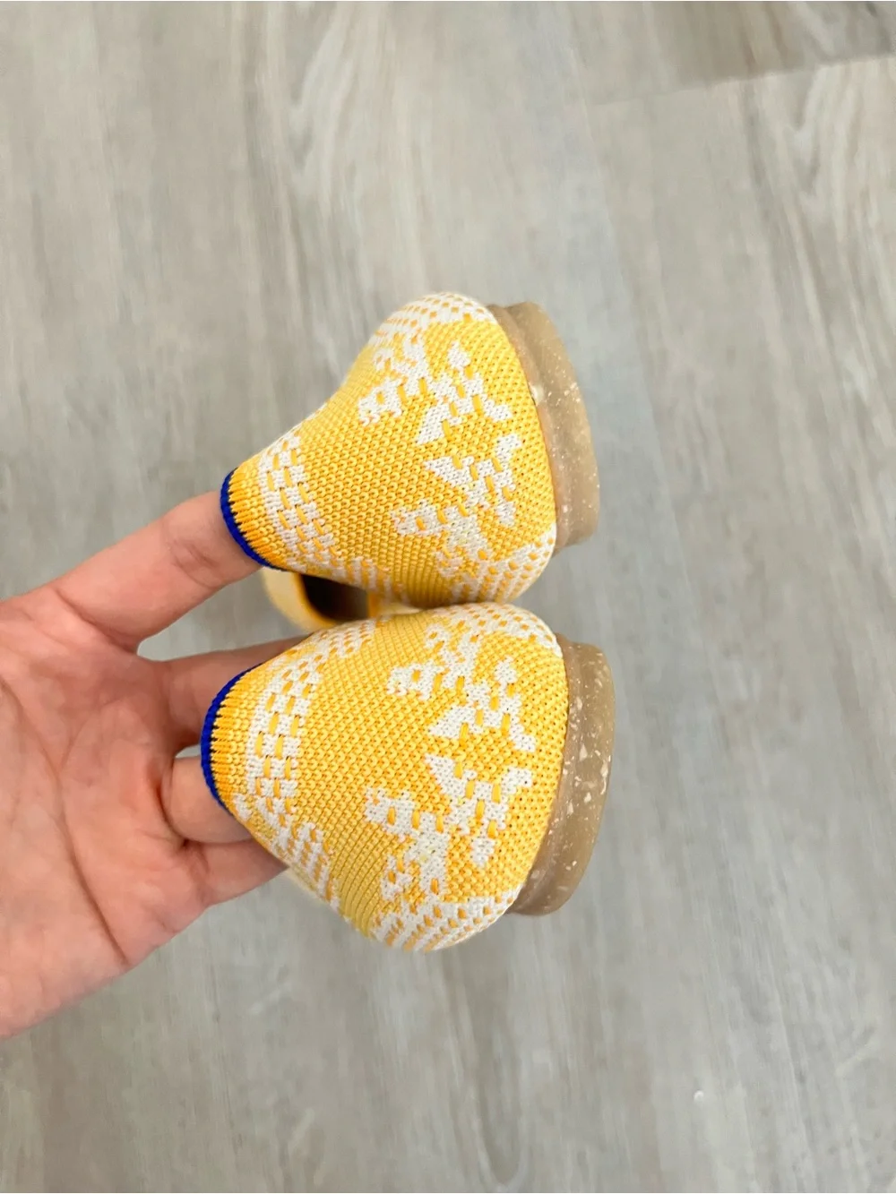 Rothy's The Daisy Square Toe Ballet Flat Yellow/White Size 9